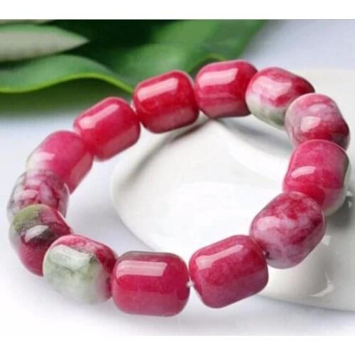 Hot Selling Natural Men Women Jewelry Peach Flower Jade Bracelet Gemstone Bangle Gifts Classic Unisex