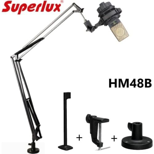 Superlux HM48B recording microphone table arm desktop bracket for recording studio broadcast station adjustable angles heights