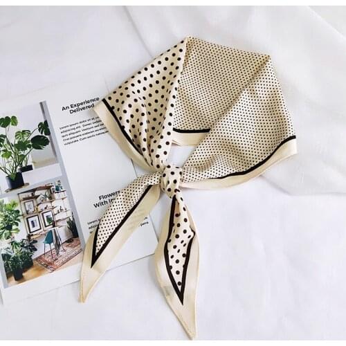 MoriBty Dot Women Silk Scarf Headwear Summer Diamond Shape Bufandas Neckerchief Tie Foulard Femme Hair Ribbon Headscarf Bag Wrap