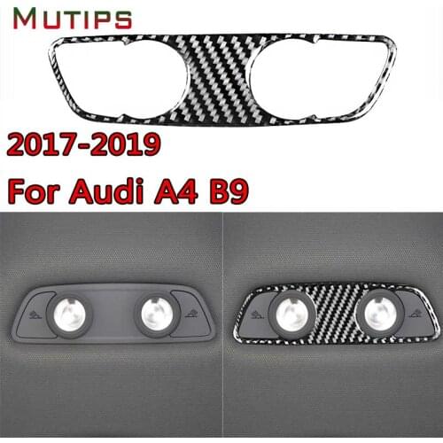 Mutips Car Rear Seat Reading light Switch Cover Read Lamp Panel Trim Frame Carbon Fiber Sticker Styling For Audi A4 B9 2017-2019