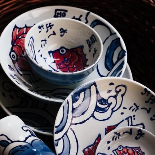 Ceramic Bowl Tableware Set Household Combination Dish Rice Noodle Bowl Creative Hand-painted Japanese Style ceramica bowl