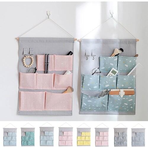 Wall Hanging Organizer Storage Bag Seven Pockets Wall Mounted Cotton Wardrobe Socks Clothes ToyS Storage Home Bedroom Organizers