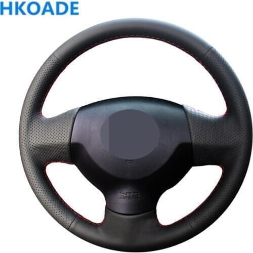 DIY Hand-stitched Black Genuine Leather Car Accessories Steering Wheel Cover For Mitsubishi Lancer EX 10 Lancer X Outlander