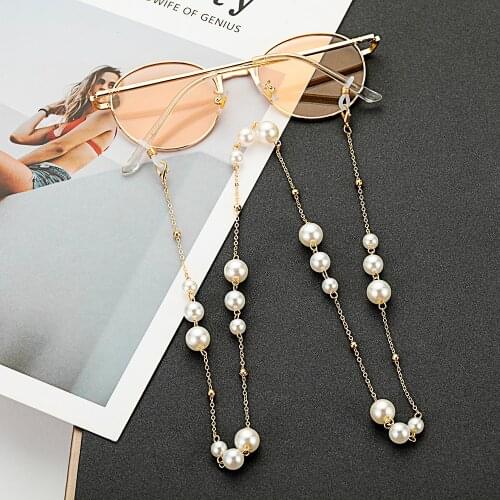 2020 New Glasses Chain Women Metal Sunglasses Holder Necklace Fashion Pearl Beaded Casual Read Glasses Chains Eyewear Retainer