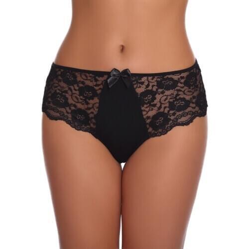 NEW Women Sexy lingerie Lace panties Elegant High Waist Mesh Ladies Underwear Casual Plain panty Underpant