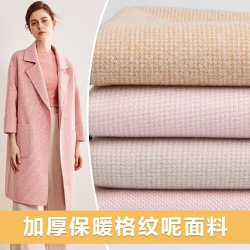 150cm*50cm Autumn Winter Thickening Woolen Plaid Fabric Wool Cashmere Houndstooth Fabric DIY Coat Coat Clothing Brushed Fabrics