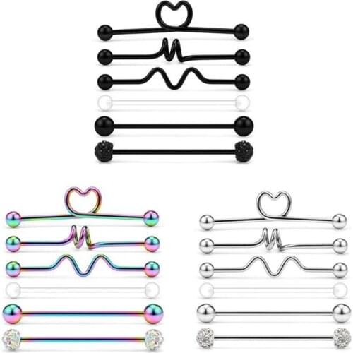 Industrial Barbell Arrow Ball Ear Cartilage Piercing Set Body Piercing Jewelry