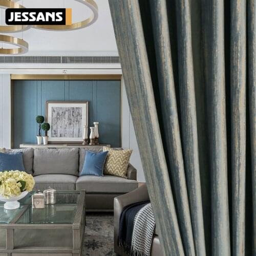 Nordic Luxury Bronzing Jacquard Gray Velvet Textured Curtains for Living Room Dining Room Bedroom Classical Curtains Custom