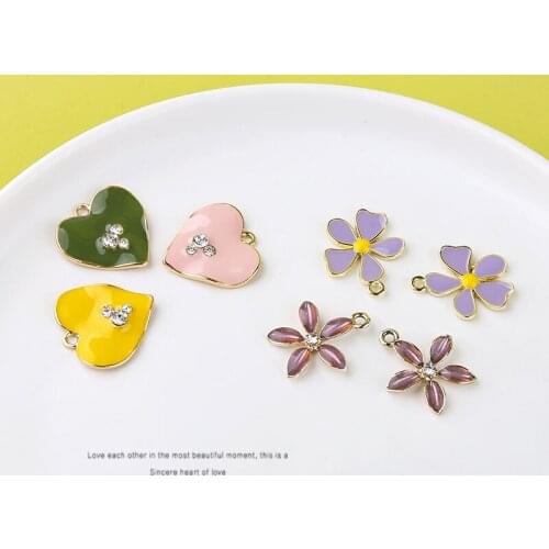 6pcs Korean Fashion Women Accessories Earrings For Women Lovely flower love Dangle Earrings Girl pendant DIY earring material