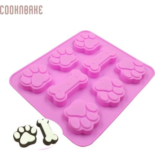 COOKNBAKE Silicone Mold for Chocolate candy bone shape Ice cube Jelly biscuit cake decoration mould Cat Paw soap resin tool