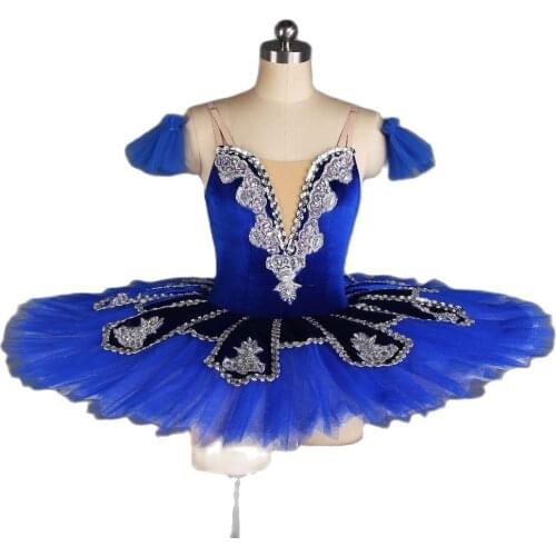 Blue Velvet Professional Pancake Tutu Dress for Girls and Women Ballet Dance Wear Stiff Tulle Classical Tutus Costume BLL429