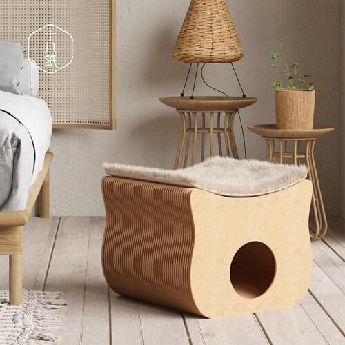 Kraft paper folding four seasons general cat house cats products for pets cat accessories pet Save space dog house Creative