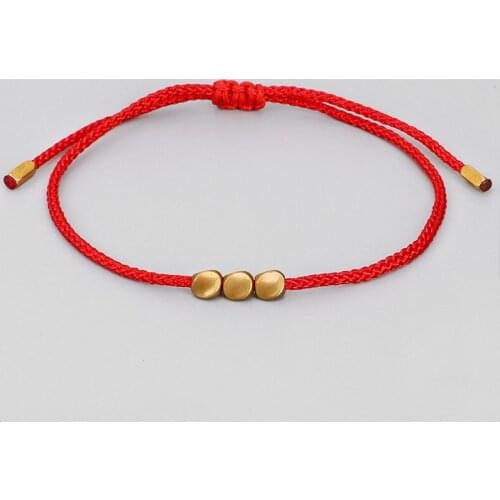 New Hand-Woven Creative Irregular Copper Beads Women Men Fashion Pull Bracelet Black Red Polyester Rope