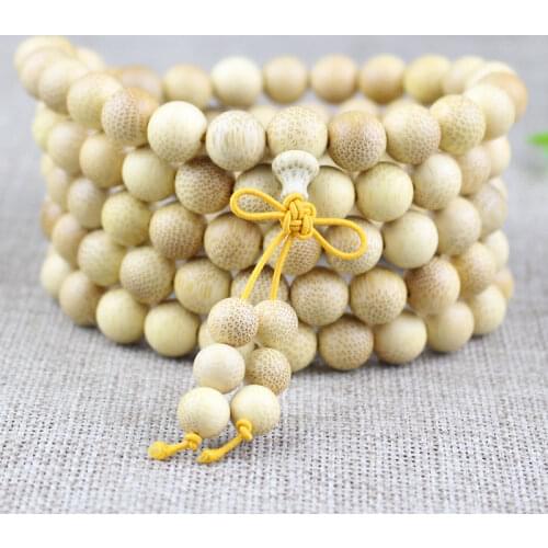 Golden Silk Bamboo Bracelet 108 Buddha Beads Fish Roe Snake Pattern 6/8/10mm Rosary Jewelry for Men and Women
