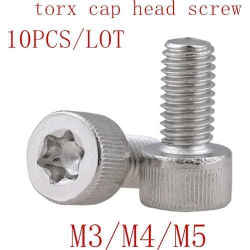 10pcs/lot M3 M4 M5 Torx cap head screw stainless steel socket torx screw