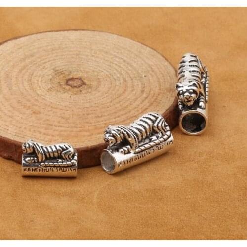 100% 925 Silver Tiger Beads Good Luck Elephant Beads DIY Bracelet Beads Jewelry Accessories