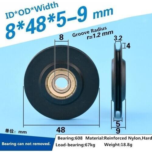 2pcs AMD floor door closing Rope Wheel automatic closing Rope Wheel heavy Hammer Steel Wire Rope Wheel 608ZZ bearing Wheel