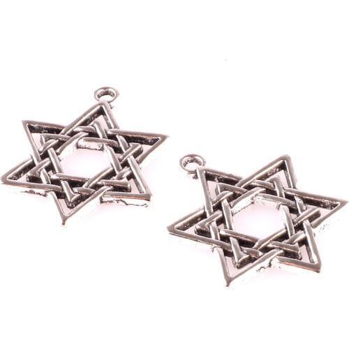 20pcs Antique Silver 32*26mm David Star Charms Pendants fit Bracelet Handmade Jewelry Making Accessories 23247