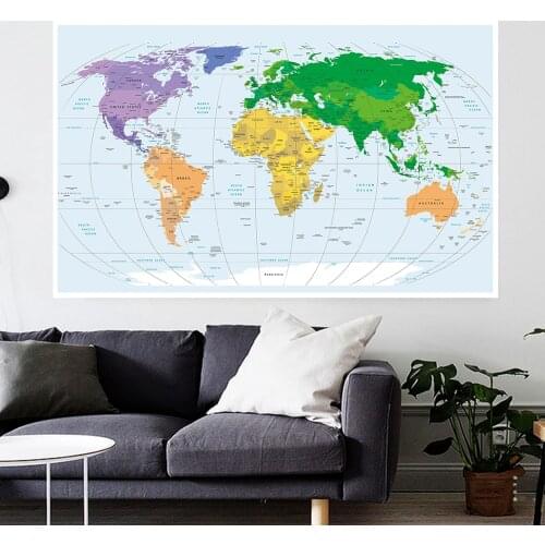 225*150cm The World Political Map Large Wall Art Poster Non-woven Canvas Painting Home Decor Children School Supplies