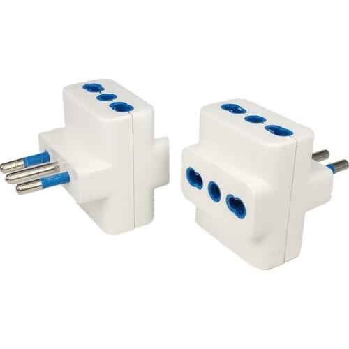 3 in 1 Italy Travel Plug Adapter 3 Ways Socket Multi Ports Outlet AC100~250V 10A