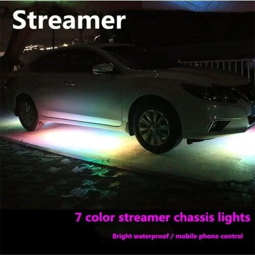 4x Streamer Car Underglow Flexible Strip LED APP Control Decorative Atmosphere Lamp Under Tube Underbody System Neon Light Kit