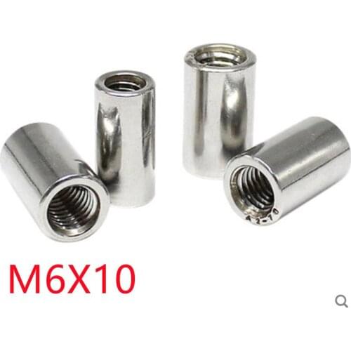5pcs Coupling Nut M6*10 304 Stainless Steel Extend Long Round Nuts