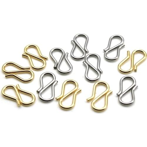50pcs 7x13mm Stainless Steel S Shape Claw End Clasps Hooks for Bracelet Necklace Connectors DIY Jewelry Making Supplies