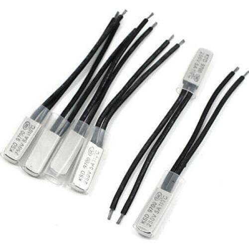 6pcs 110C Temperature Control Bimetal Thermostat Thermal Protector N/C 250V 5A