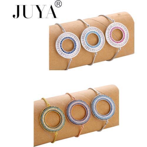 Gold Classic Round Cubic Zirconia Crystal Gem Adjustable Chain Bracelet Women Fashion Party Jewelry Gift pulseira femme