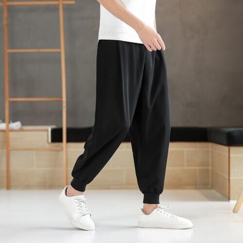 Plus Size 5XL Mens Sports Pants Cotton Loose Elastic Waist Casual Jogging Running Trousers Elasticity Sportswear With Pockets