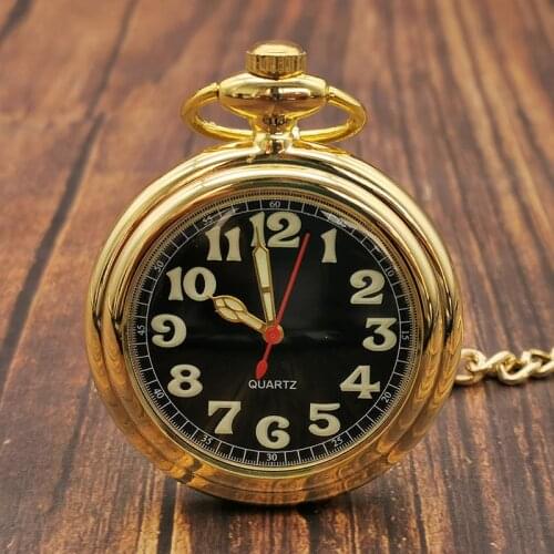 New Arrival Gold Pocket Watches Antique Open Face Roman Numbers Quartz Fob Watches Delicate Pendant Necklace Gift for men