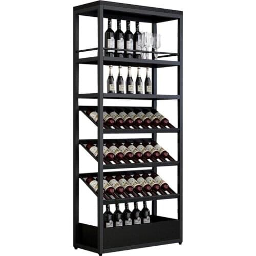 Black Vintage Floor Wine Rack Metal Tier Display Bar Multi-layer Bottle Shelf