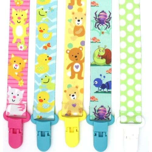 Baby double-sided printing pacifier clip newborn teething pacifier chewing dummy chain lanyard webbing anti-drop chain