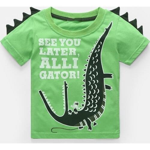 Bambino 2021 New Summer Tee for Boys 2-7 Years Dinosaur T Shirt of Children Top Clothes of School Kids 100% Cotton Clothing