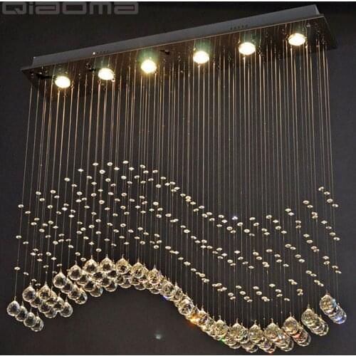 K9 Crystal Chandeliers LED Chrome Finished Light Wave Art Decor Modern Suspension Lighting Hotel Villa Hanging Lamp Lights