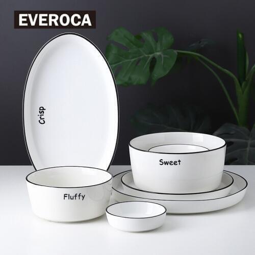 Ceramic Plate Round Oval Solid Color Tableware Nordic Style Simple Salad Dessert Plate Ceramic Shallow Plate Kitchen