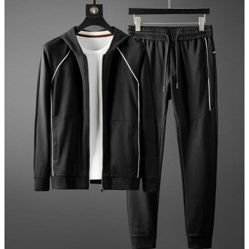 21C Mens Sets (hoodies+pants) Luxury Solid Color Hooded Men Sweatshirts Elastic Waist Sport Men Sets With Pants Plus Size 5XL