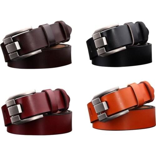 Fashion Casual Mens Pin Buckle Two-layer Cowhide Leather Designer Belt All-Match Jeans Dress Pants Accessories Retro Waistband