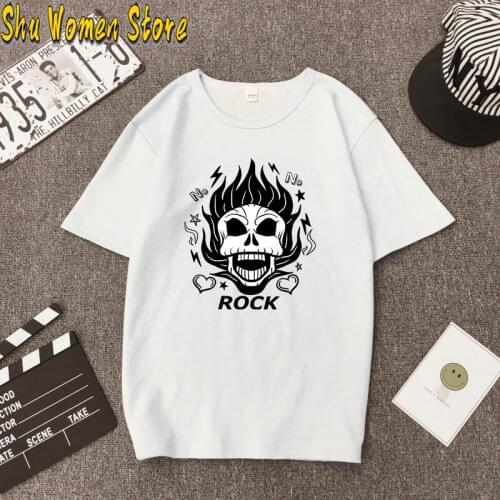 Hillbilly 2020New Skull T Shirt Women Women Print Fire Skull T-shirt Short Sleeve Hip-Hop Tees Summer Tops Cool t shirt Hallowee