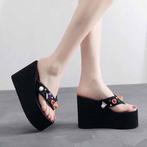 New Flip Flops Summer shoes woman Beach Sandals Womens Slippers Female Flat Sandals Rhinestone wedge pantoufle femme