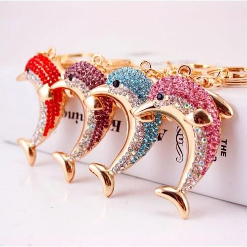New Fashion Cartoon Cute Dolphin Keychain Handmade Diamond Mosaic Bag Rhinestones NEW Diamond Painting Women Bag Gift