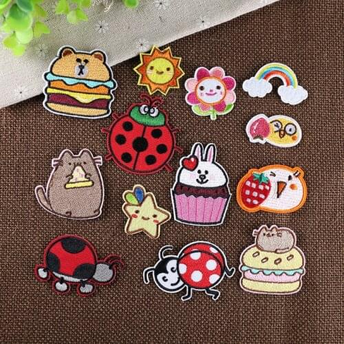 New Cartoon Embroidery Patch Cute Cloth Sticker Hole Patching Clothes Small Size Decorative Sticker Iron on Patches for Clothes
