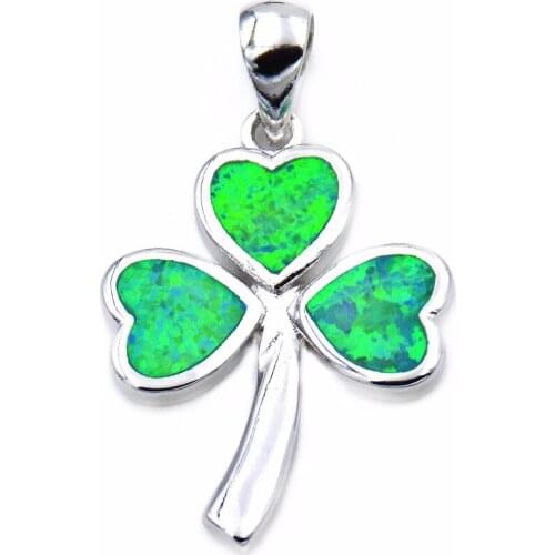 Opal Irish Shamrock Pendant Necklace Saint Patricks Day Gift