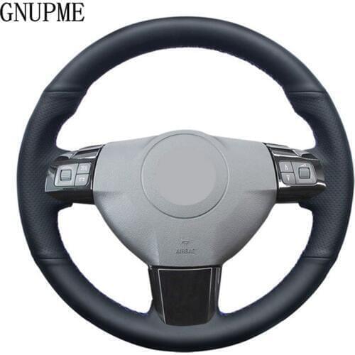 GNUPME Black DIY Steering Wheel Cover Artificial Leather Car Steering Wheel Cover for Opel Astra 2005 2006 Vauxhall Astra
