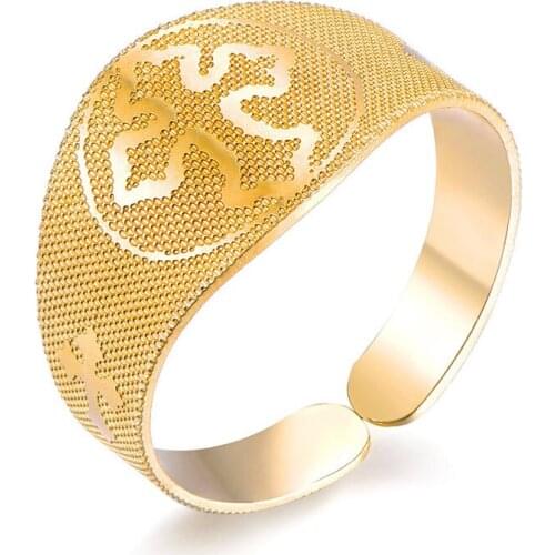 Mens Fashion Stainless Steel Saint Benedict Rings Adjustable Size Catholic Parton Religious Jewelry Family Gifts