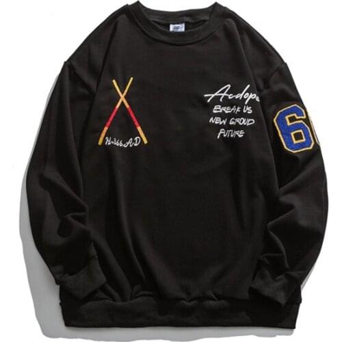 Fall 2021 Hip hop Street Style Loose Personality Embroidered Letter Print Round neck Hoodie for Men