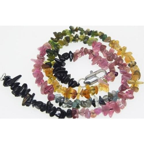 Rainbow Tourmaline baroque multicolor 4-6mm chocker necklace 43cm wholesale for women cute