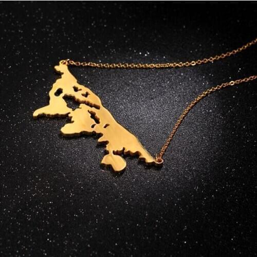 World map necklace Globetrotter gold map pendant world necklace map crescent moon with pendant ladies delicate pendant