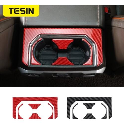 TESIN ABS Car Armrest Box Rear Cup Holder Decoration Cover Trim Stickers for Ford F150 2015 Up Car Interior Accessories Styling
