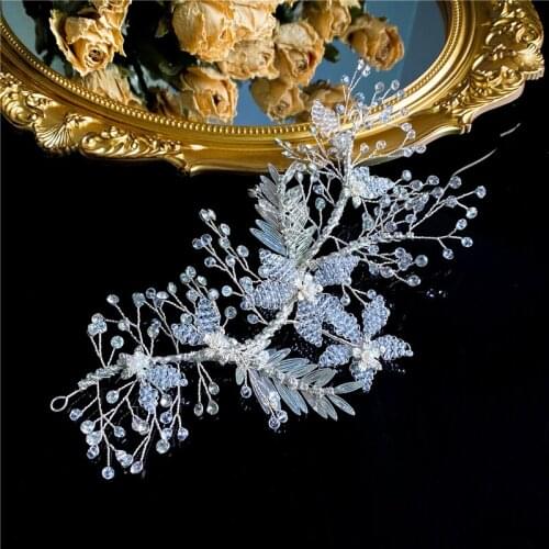 Silver Colour Crystal Headband Wedding Hair Accessories Handmade Hair Accessories Bride Beaded Rhinestone Headdress Jewelry